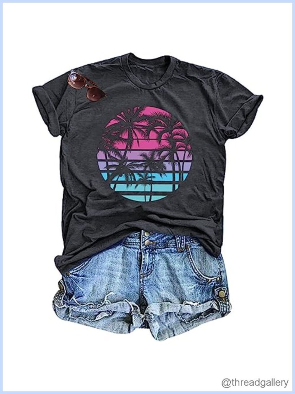 Women's Hawaiian Palm Tree Graphic Short Sleeve T-Shirt Beach Summer Vacation
